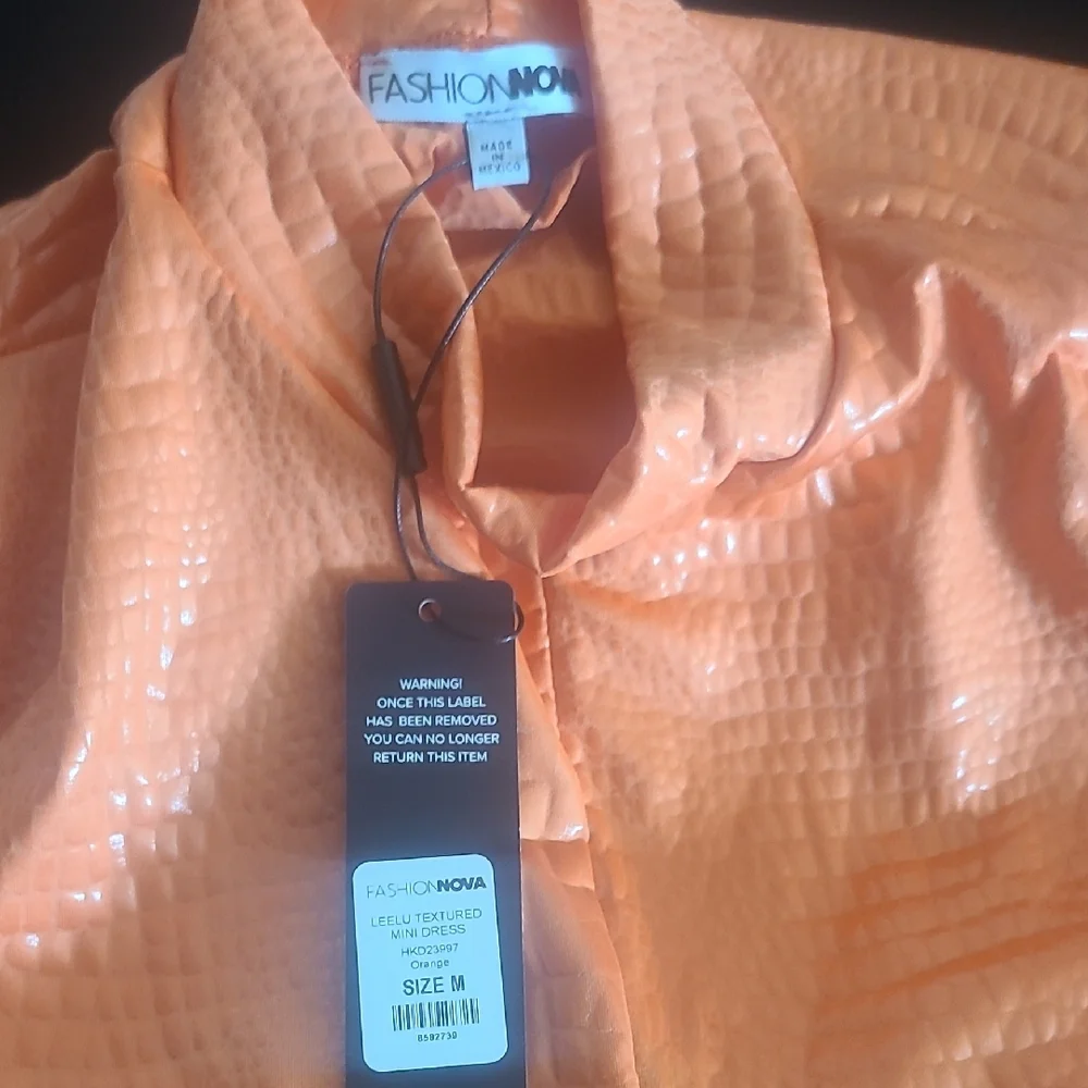 Fashion Nova Women Orange Leelu Textured Mini Dress Size Medium Brand New - Picture 5 of 7